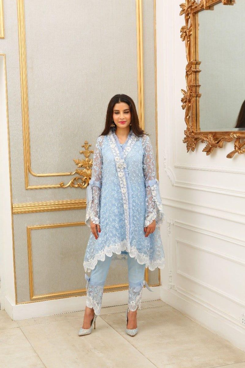 Maheen Trends - Blue Moon Stone - 2 Piece - Organza