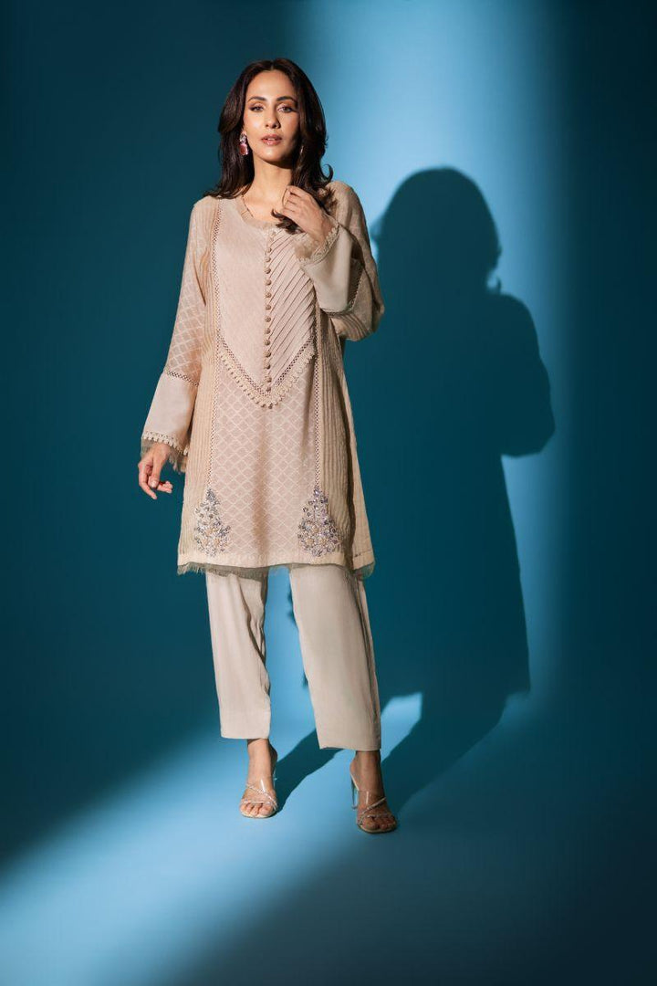 Insia Sohail - Motia - Beige - 3 Piece - Cotton net