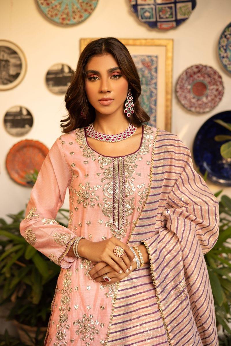 Shehrnaz - SHK-1231 - Myra - A - Gharara - Pink - Khaadi Silk - 3 Piece - Studio by TCS