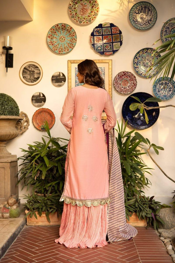 Shehrnaz - SHK-1231 - Myra - A - Gharara - Pink - Khaadi Silk - 3 Piece - Studio by TCS