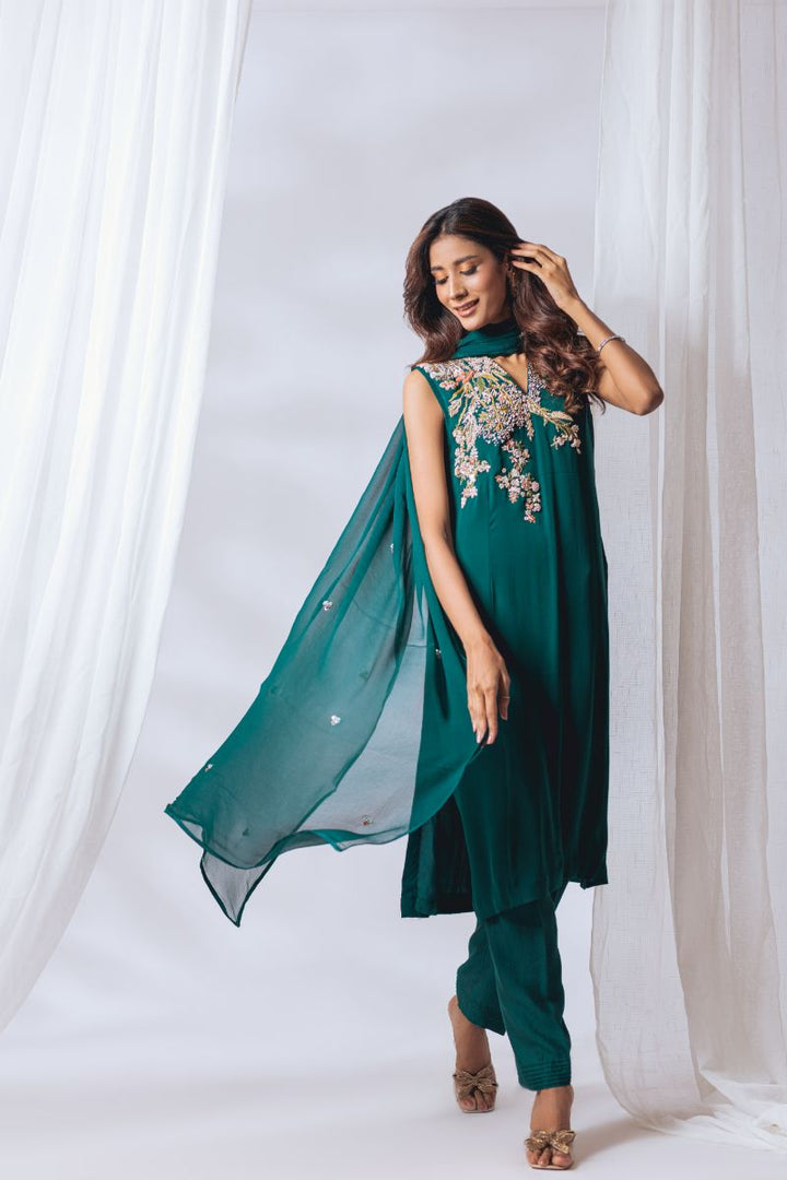 Khayal by Shaista Hasan - Mystic Jade - Pure Georgette & Chiffon - 3 Piece