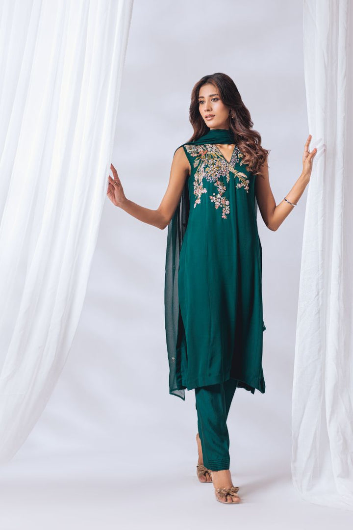 Khayal by Shaista Hasan - Mystic Jade - Pure Georgette & Chiffon - 3 Piece