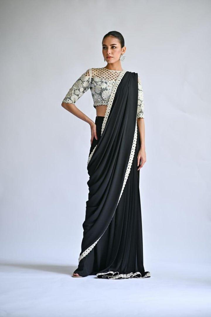 Sania Maskatiya - Juliette - CRAPE - Charcoal - Saree - Studio by TCS