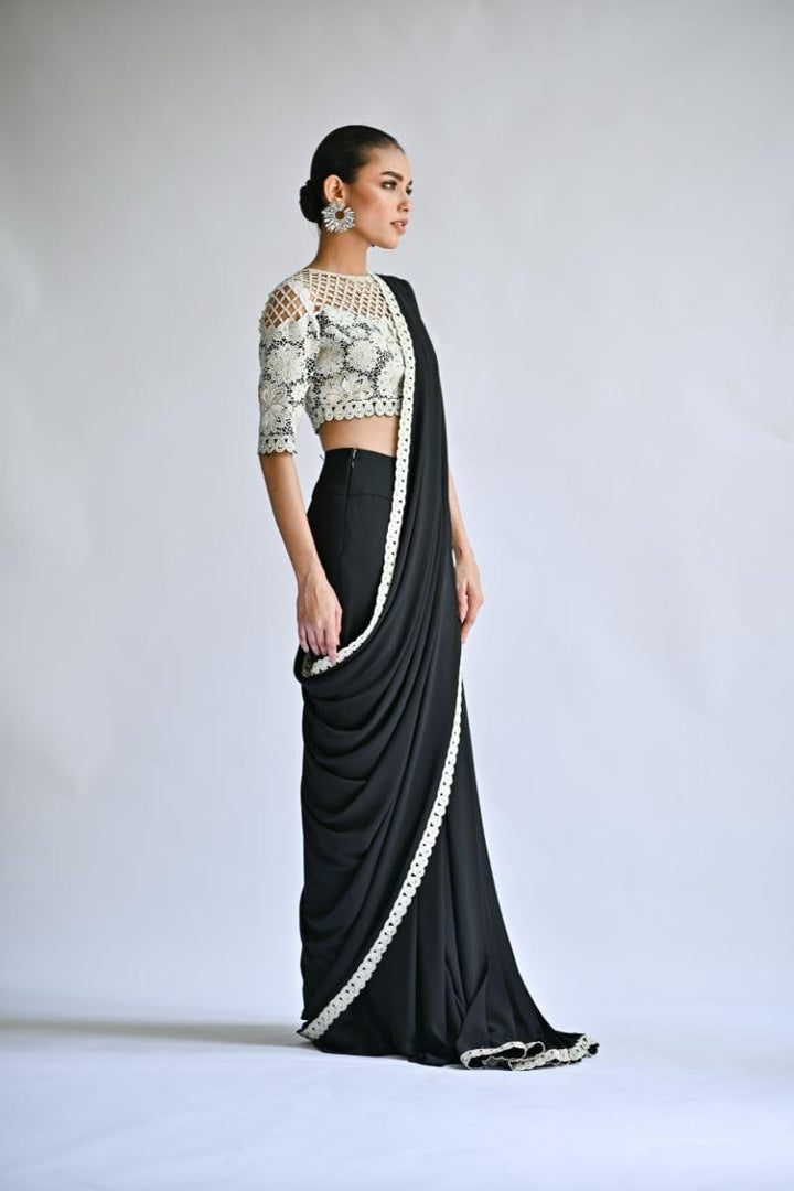 Sania Maskatiya - Juliette - CRAPE - Charcoal - Saree - Studio by TCS