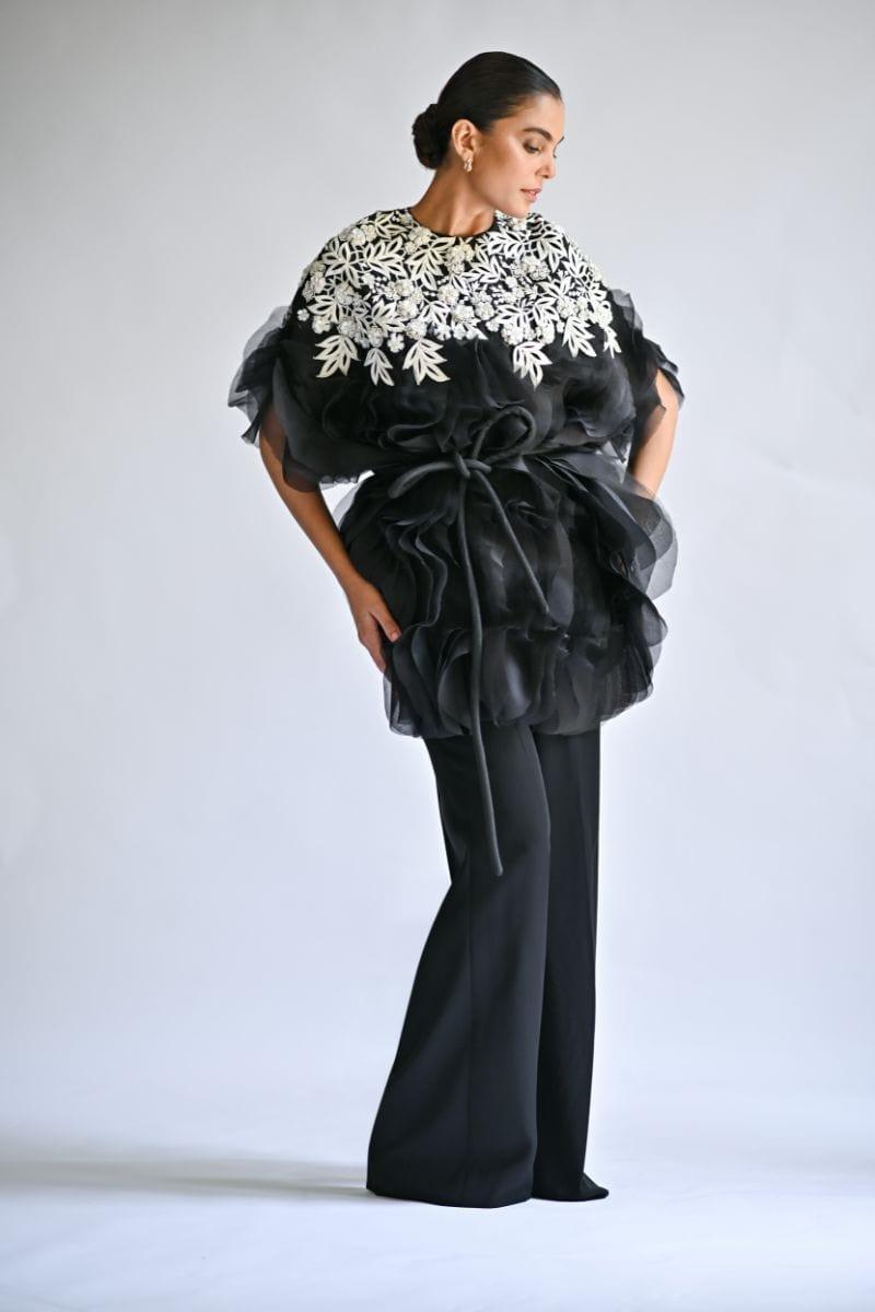 Sania Maskatiya - Roxane - ORGANZA - Black - 2 Piece - Cape - Studio by TCS