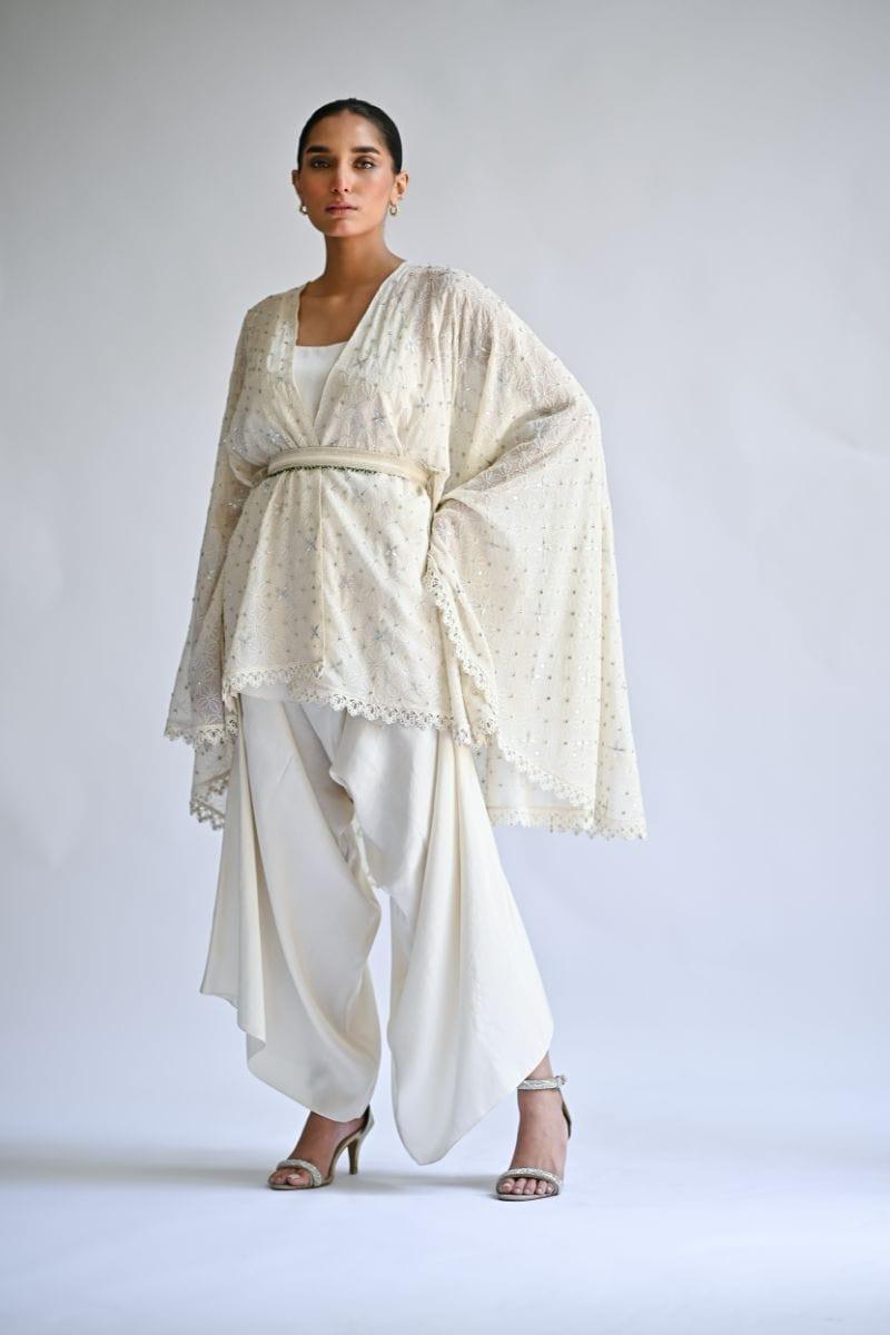 Sania Maskatiya - Solene - GEORGETTE CAPE - White - 2 Piece - Studio by TCS