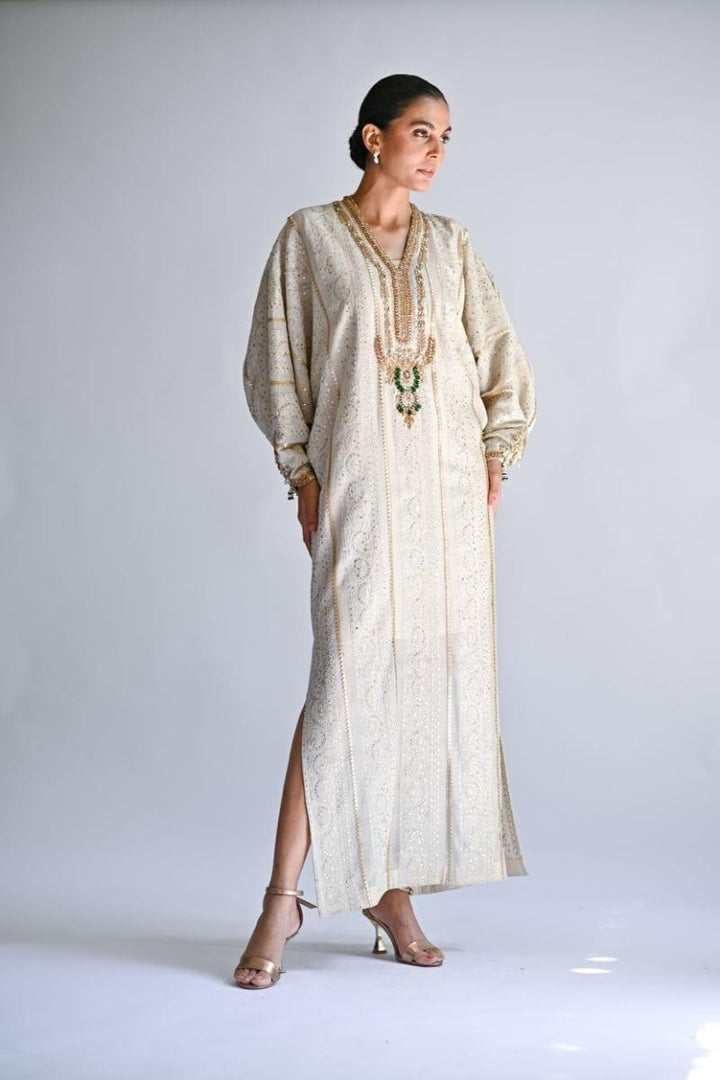 Sania Maskatiya - Delphie - COTTON NET - Ivory - 2 Piece - Kaftan - Studio by TCS