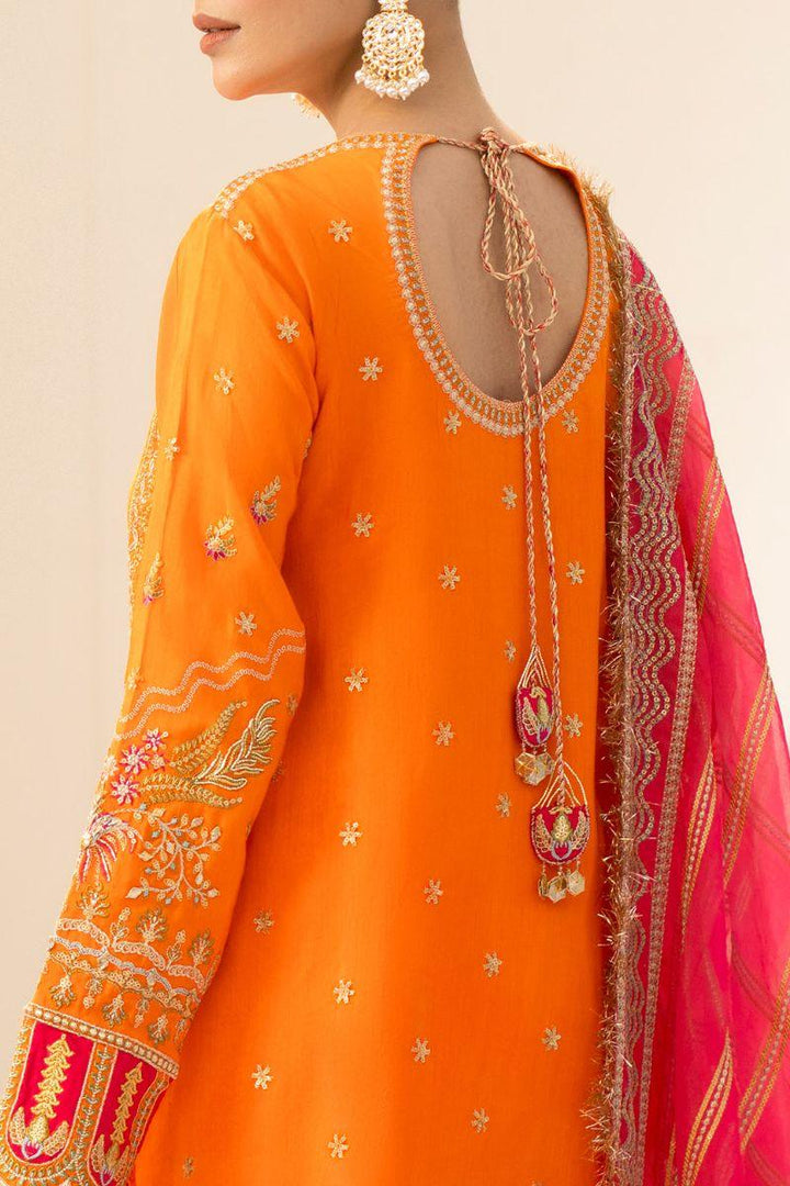 Fozia Khalid - Ayika - Orange & Pink - Korean Silk - 3 Piece