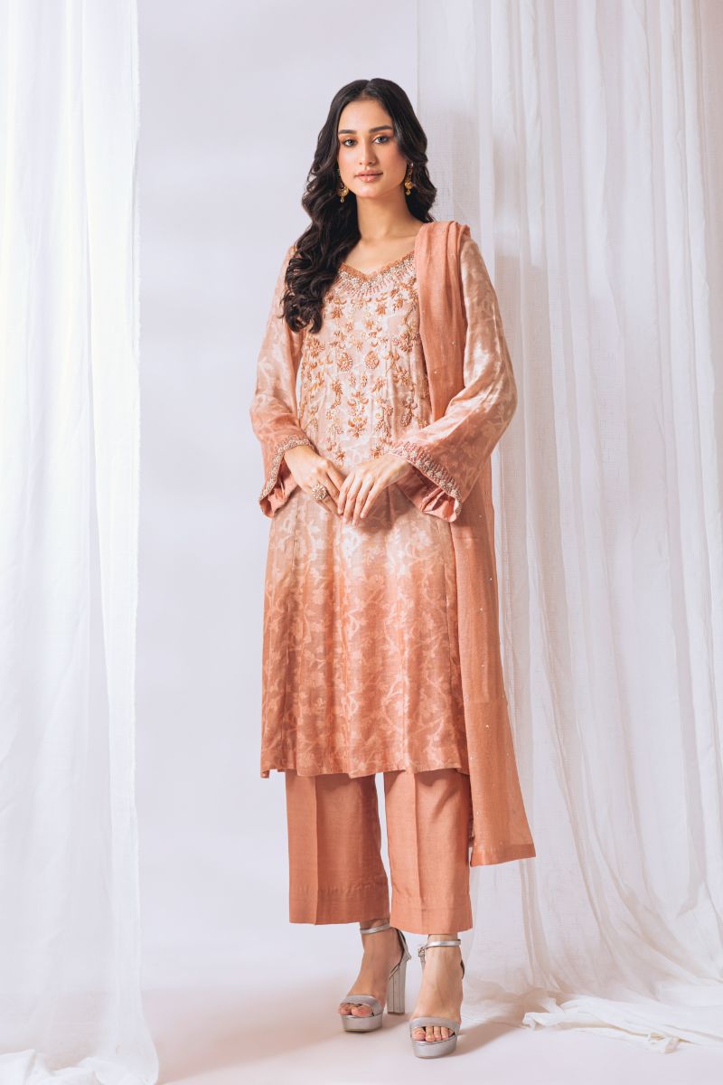 Khayal by Shaista Hasan - Ombre Luxe - Self Silk Net - 3 Piece