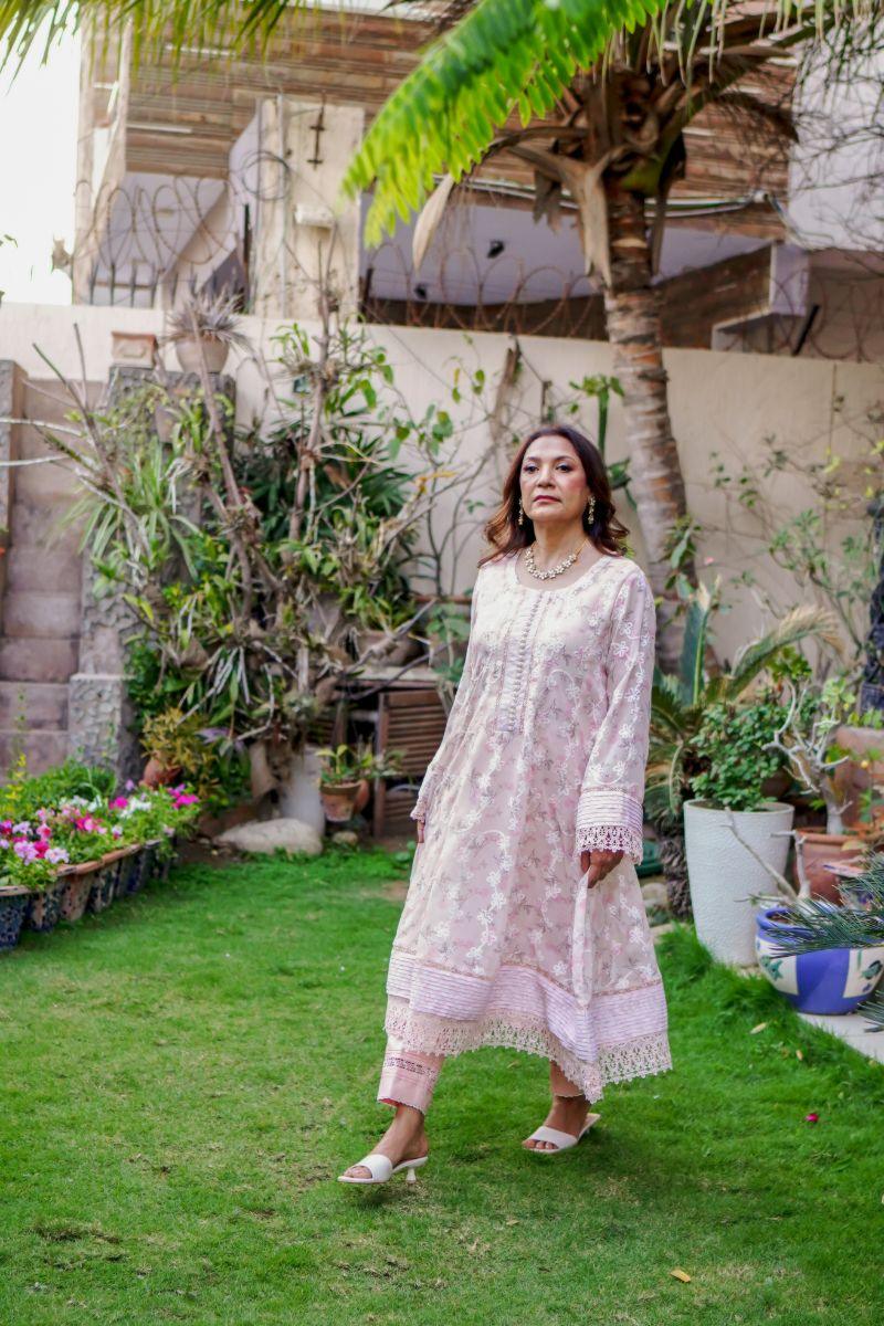 Khayal by Shaista Hasan - Blush Bloom - Swiss Lawn - 3 Piece