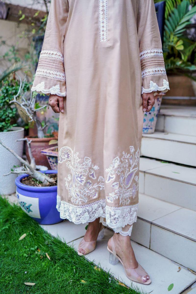 Khayal by Shaista Hasan - Muted Gold - Khaddi Cotton - 2 Piece