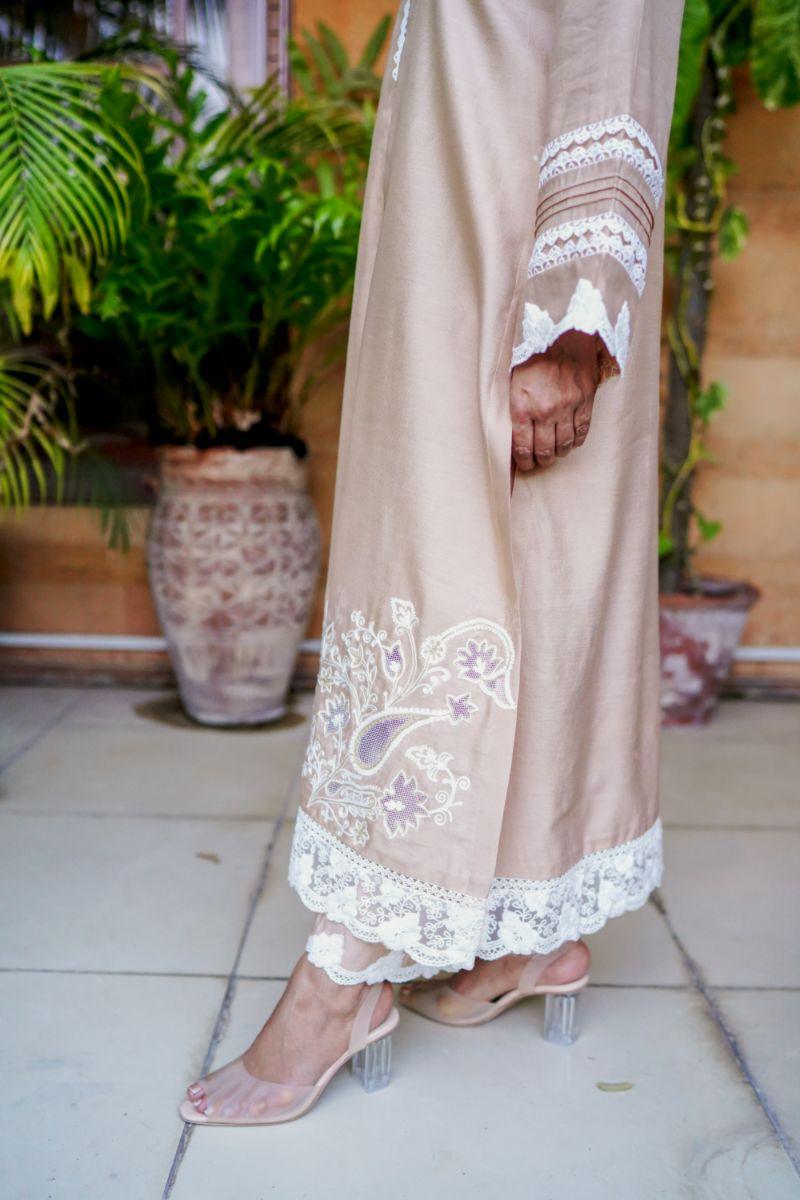 Khayal by Shaista Hasan - Muted Gold - Khaddi Cotton - 2 Piece