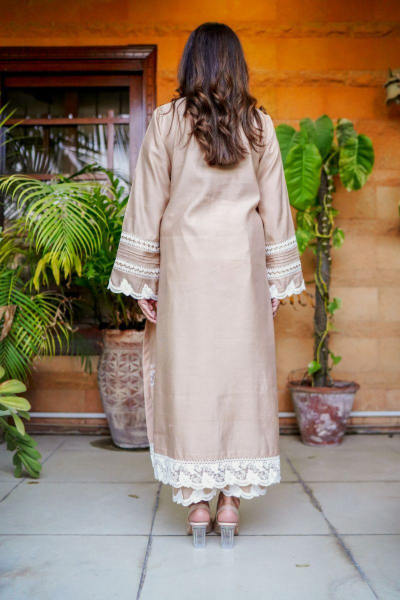 Khayal by Shaista Hasan - Muted Gold - Khaddi Cotton - 2 Piece