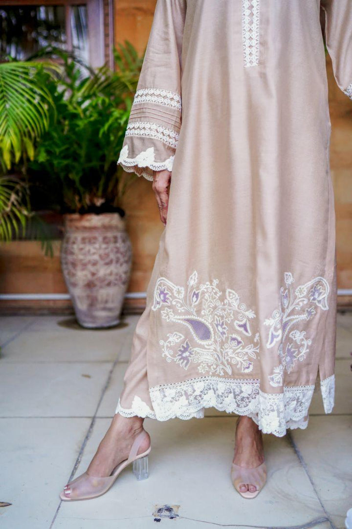 Khayal by Shaista Hasan - Muted Gold - Khaddi Cotton - 2 Piece