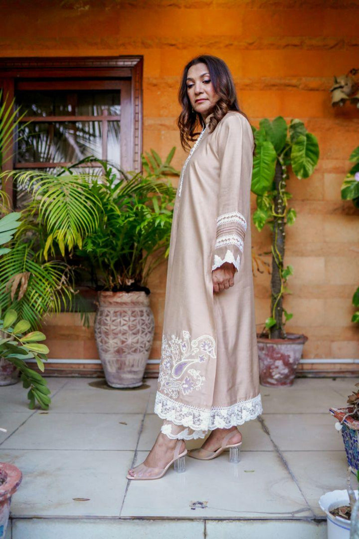 Khayal by Shaista Hasan - Muted Gold - Khaddi Cotton - 2 Piece