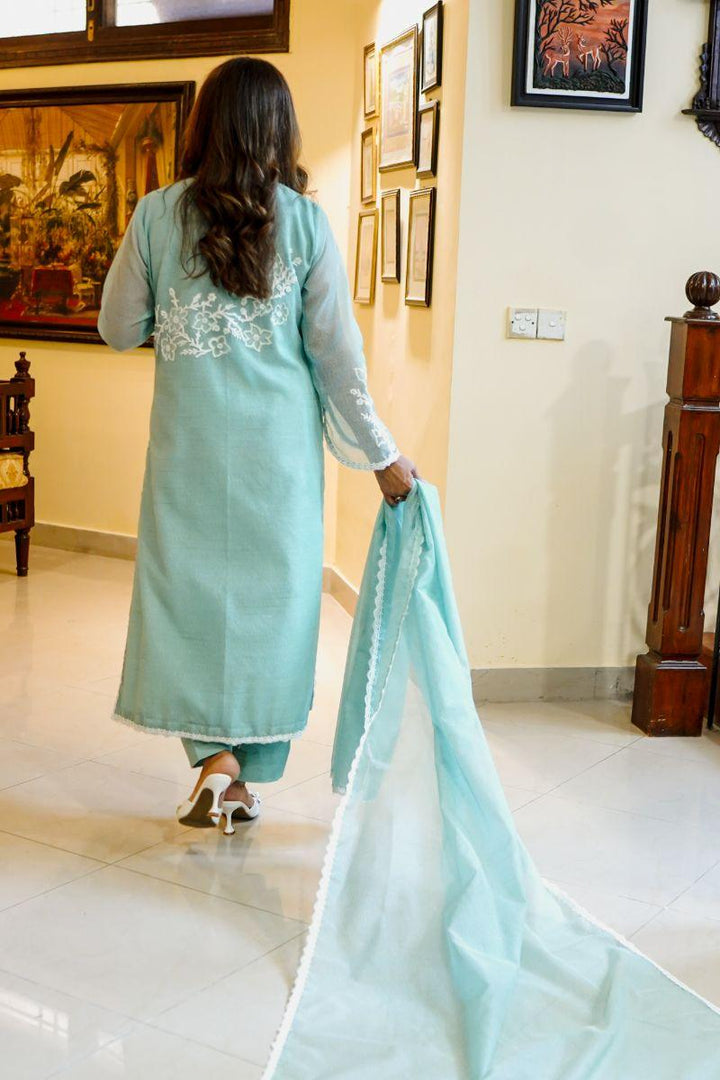 Khayal by Shaista Hasan - Aqua dream - Silk - 3 Piece