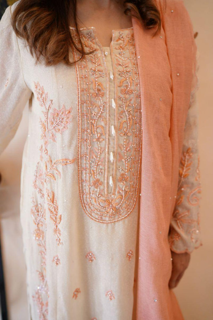 Khayal by Shaista Hasan - Coral dream - Silk - 3 Piece