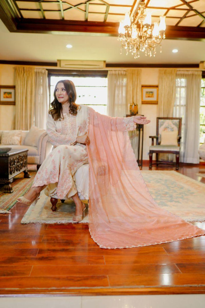 Khayal by Shaista Hasan - Coral dream - Silk - 3 Piece