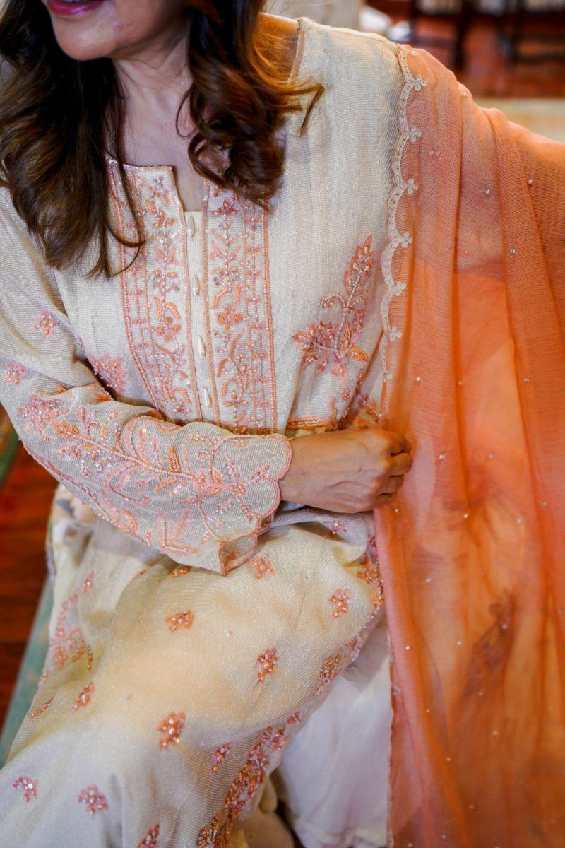 Khayal by Shaista Hasan - Coral dream - Silk - 3 Piece