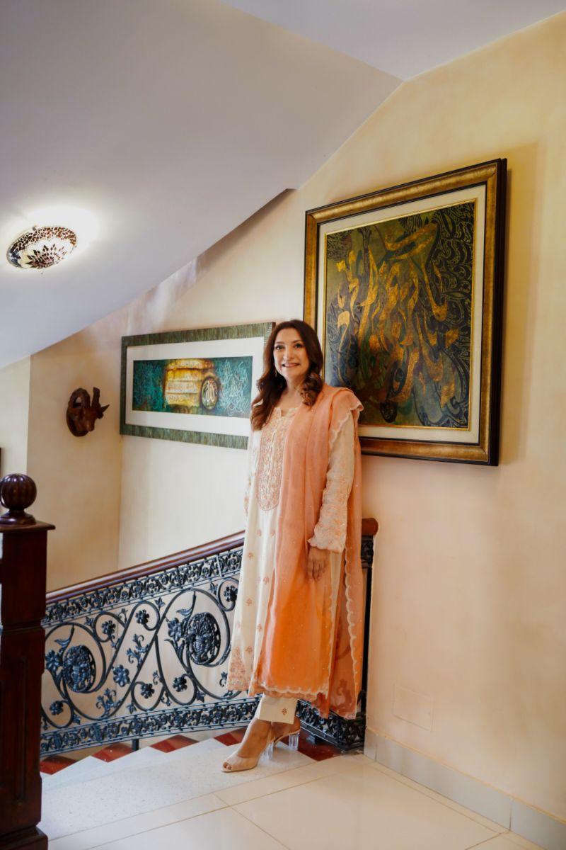 Khayal by Shaista Hasan - Coral dream - Silk - 3 Piece