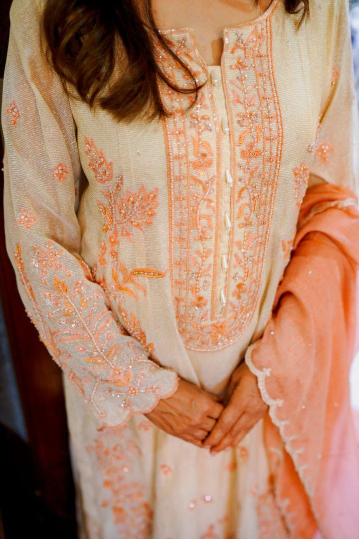 Khayal by Shaista Hasan - Coral dream - Silk - 3 Piece