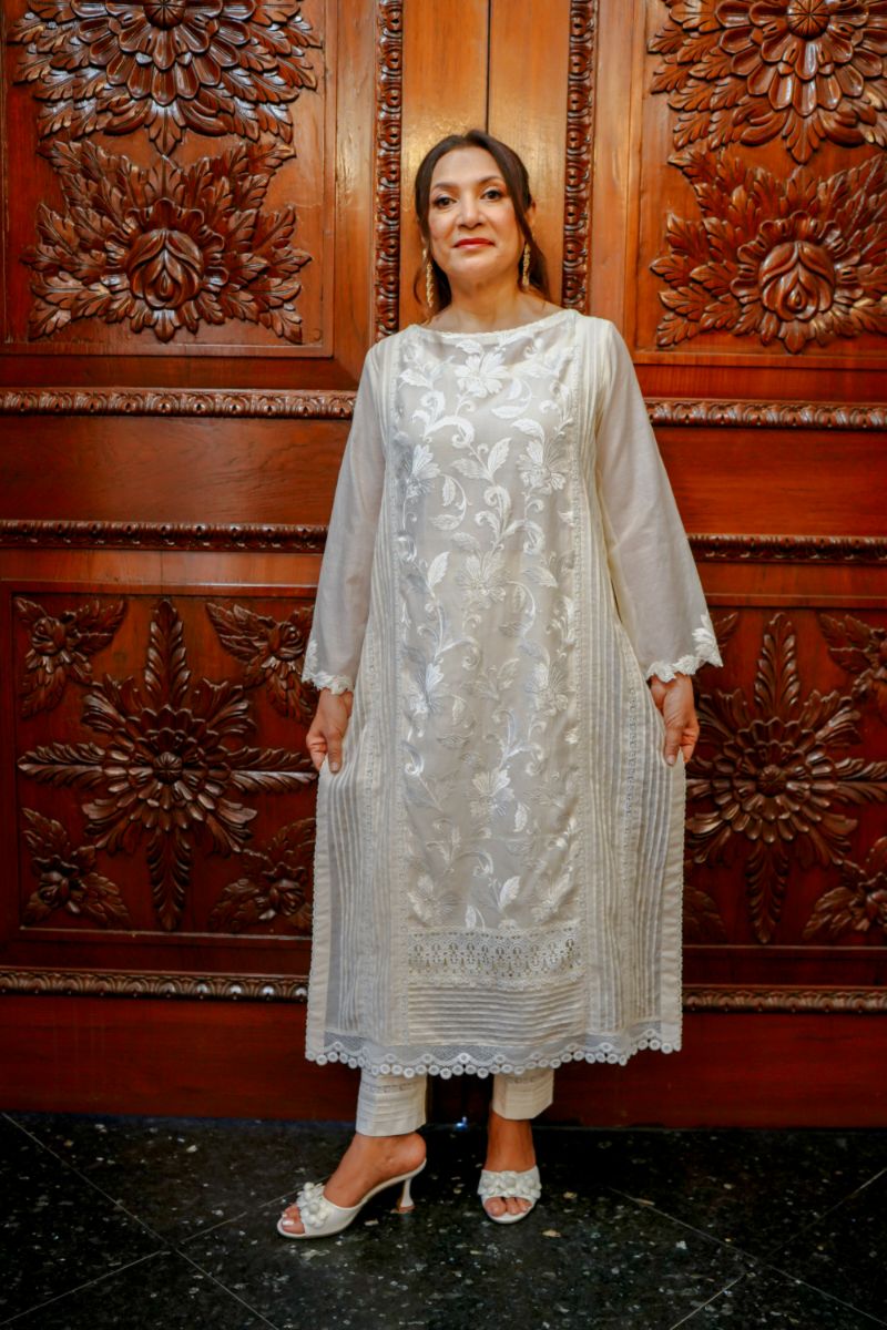 Khayal by Shaista Hasan - Embroidered lace delight - Off-White - 2 Piece