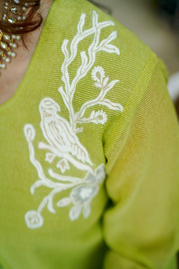 Khayal by Shaista Hasan - Lime luster - Silk - 3 Piece