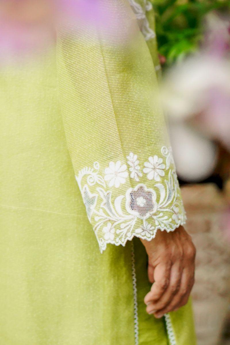 Khayal by Shaista Hasan - Lime luster - Silk - 3 Piece