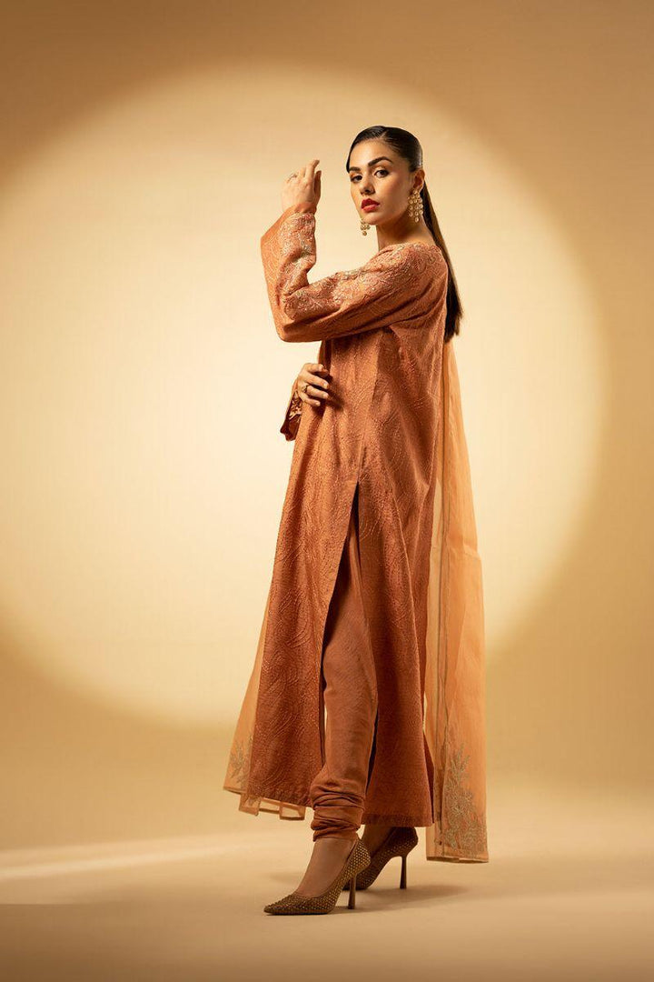 Fozia Khalid - Peach Hues - Silk - 3 Piece