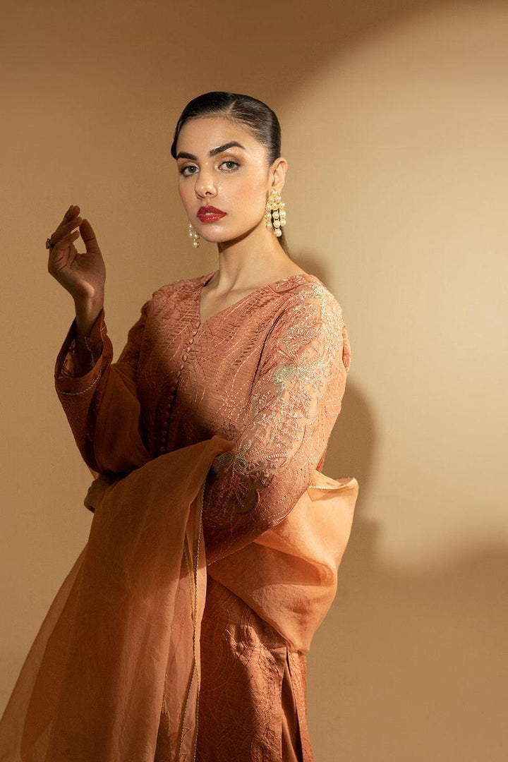 Fozia Khalid - Peach Hues - Silk - 3 Piece