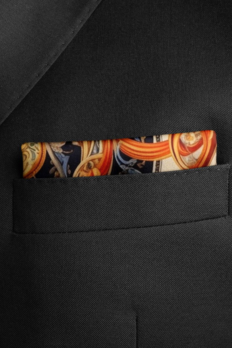 Black Wolf - AUTHENTIC VINTAGE SILK POCKET SQUARE - SKIN - SILK - 1 Piece