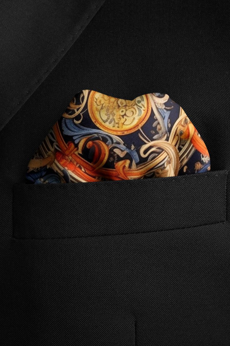 Black Wolf - AUTHENTIC VINTAGE SILK POCKET SQUARE - SKIN - SILK - 1 Piece