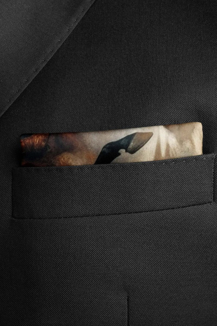 Black Wolf - TURKIC ORIGIN SILK POCKET SQUARE - GRAY - SILK - 1 Piece