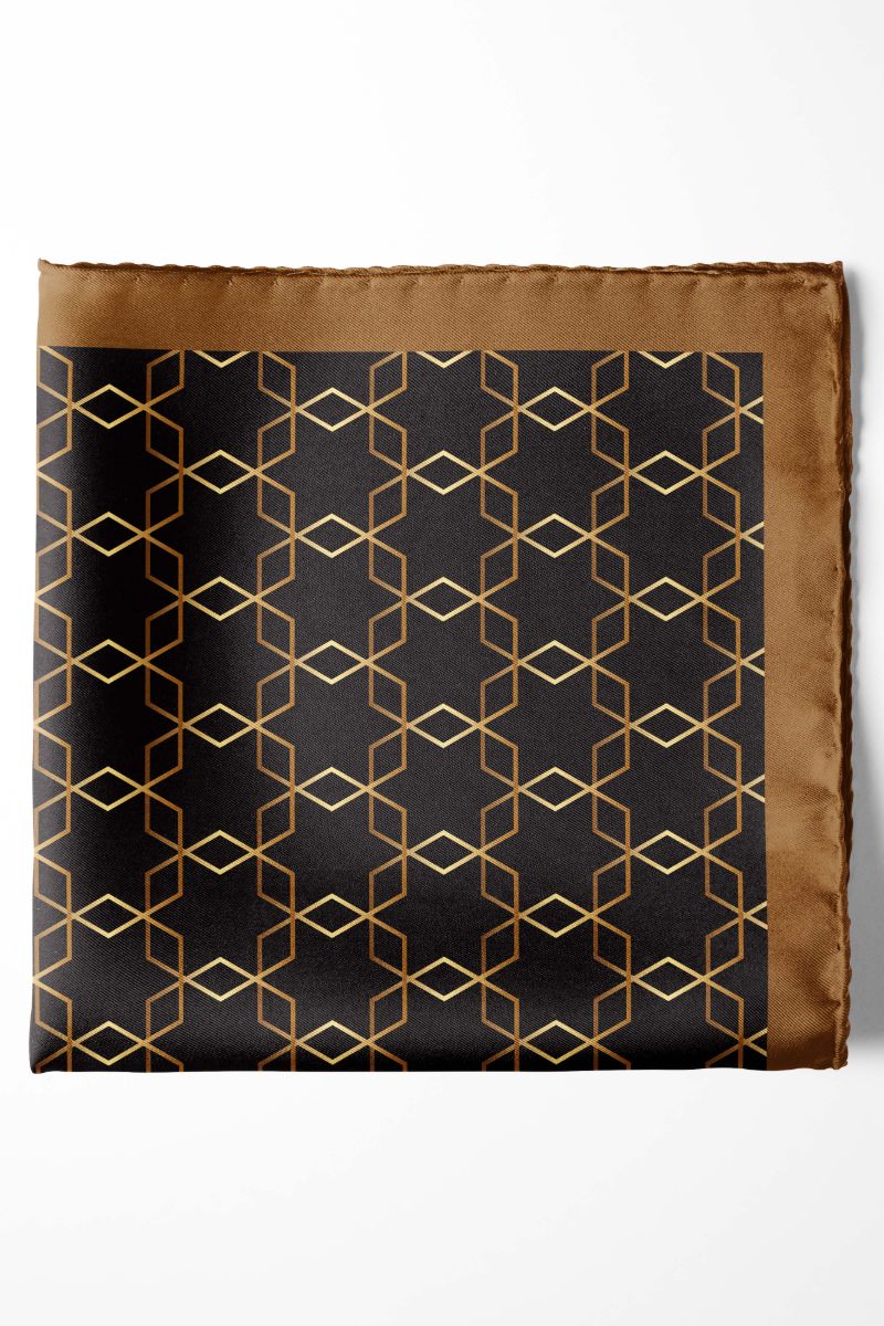 Black Wolf - BURBERRY CHOCOLATE SILK POCKET SQUARE - BLACK - SILK - 1 Piece