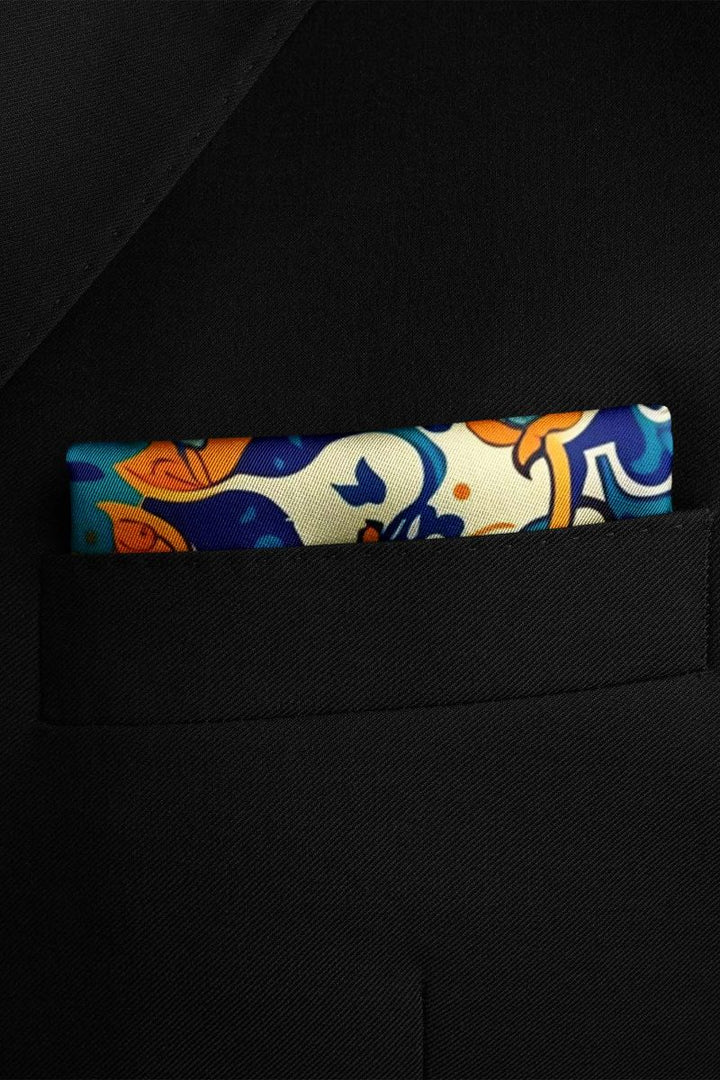 Black Wolf - ARABESQUE VINTAGE ELEGENT SILK POCKET SQUARE - OFF WHITE - SILK - 1 Piece