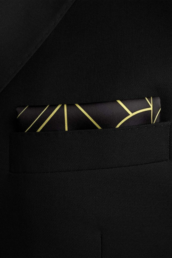 Black Wolf - CHIC GOLDEN SILK POCKET SQUARE - BLACK - SILK - 1 Piece