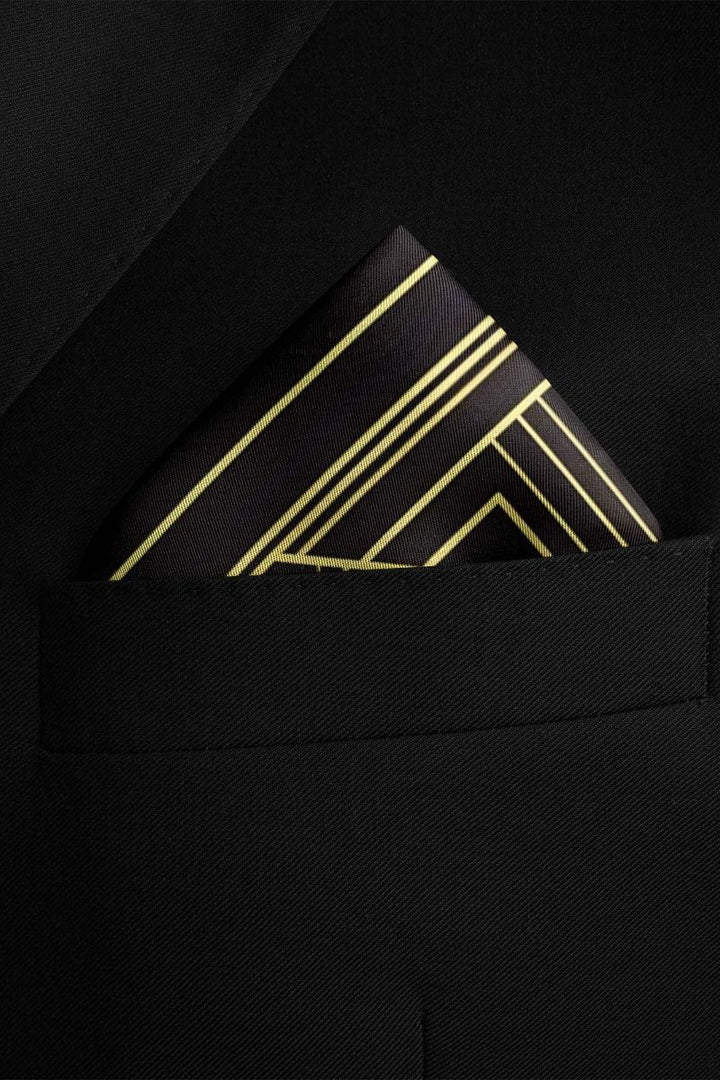 Black Wolf - CHIC GOLDEN SILK POCKET SQUARE - BLACK - SILK - 1 Piece