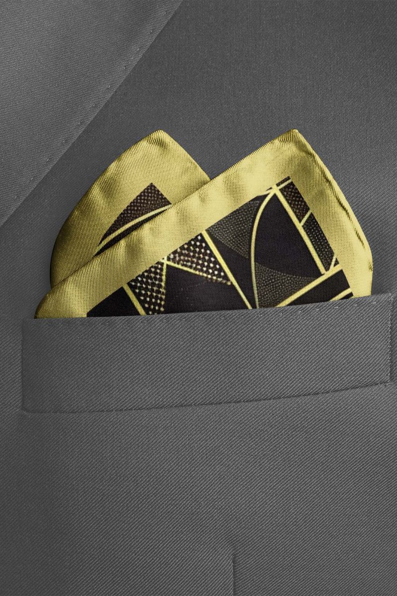 Black Wolf - CHIC GOLDEN SILK POCKET SQUARE - BLACK - SILK - 1 Piece