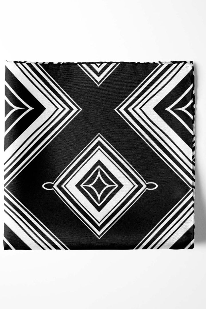 Black Wolf - SQUARES GEOMETRIC SILK POCKET SQUARE - BLACK - SILK - 1 Piece