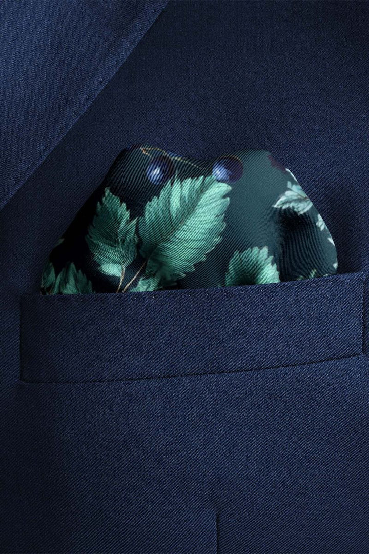 Black Wolf - CHINTZ SILK POCKET SQUARE - ROYAL BLUE - SILK - 1 Piece