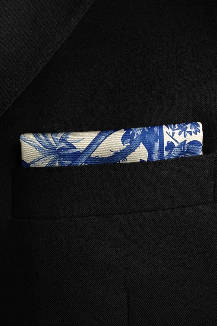 Black Wolf - TRADITIONAL CHINESE SILK POCKET SQUARE - WHITE - SILK - 1 Piece