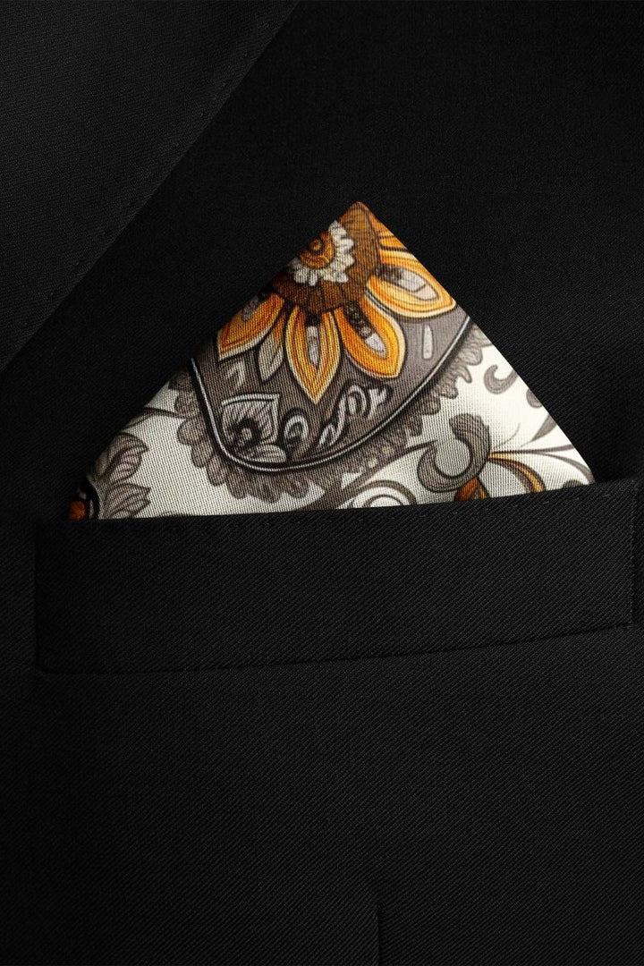 Black Wolf - A DITSY PAISLEY SILK POCKET SQUARE - OFF WHITE - SILK - 1 Piece