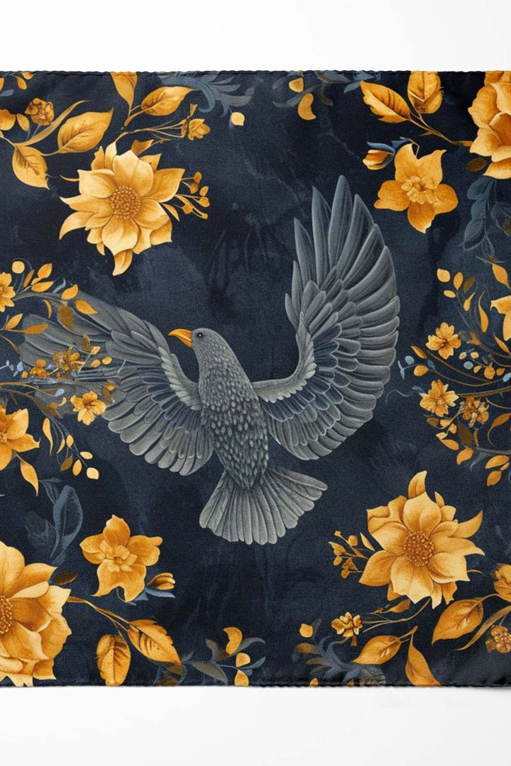 Black Wolf - GOLD HUMMING BIRDS SILK POCKET SQUARE - BLACK - SILK - 1 Piece