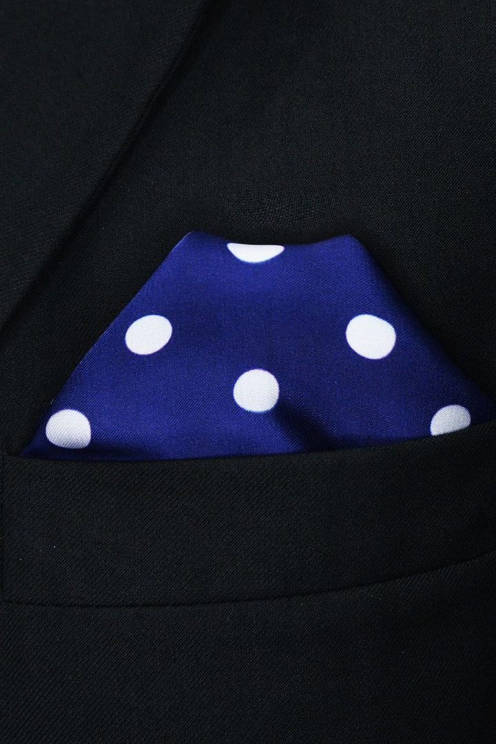 Black Wolf - BLUE SMALL POLKA DOTS SILK POCKET SQUARE - BLUE - SILK - 1 Piece