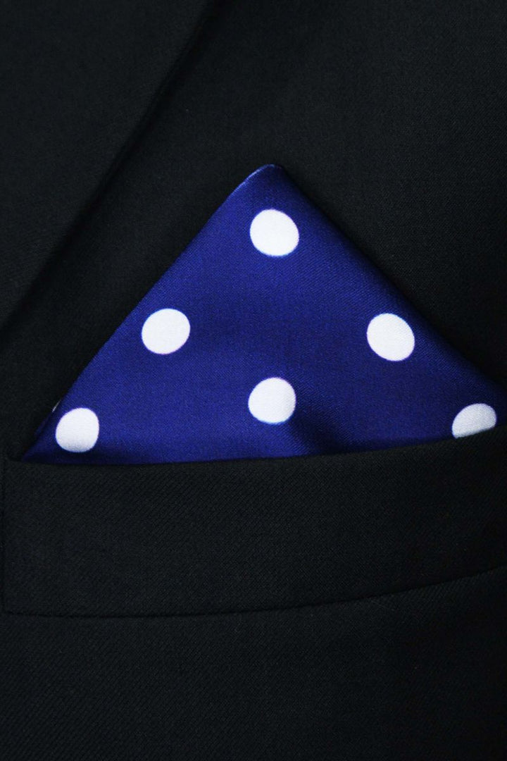 Black Wolf - BLUE SMALL POLKA DOTS SILK POCKET SQUARE - BLUE - SILK - 1 Piece