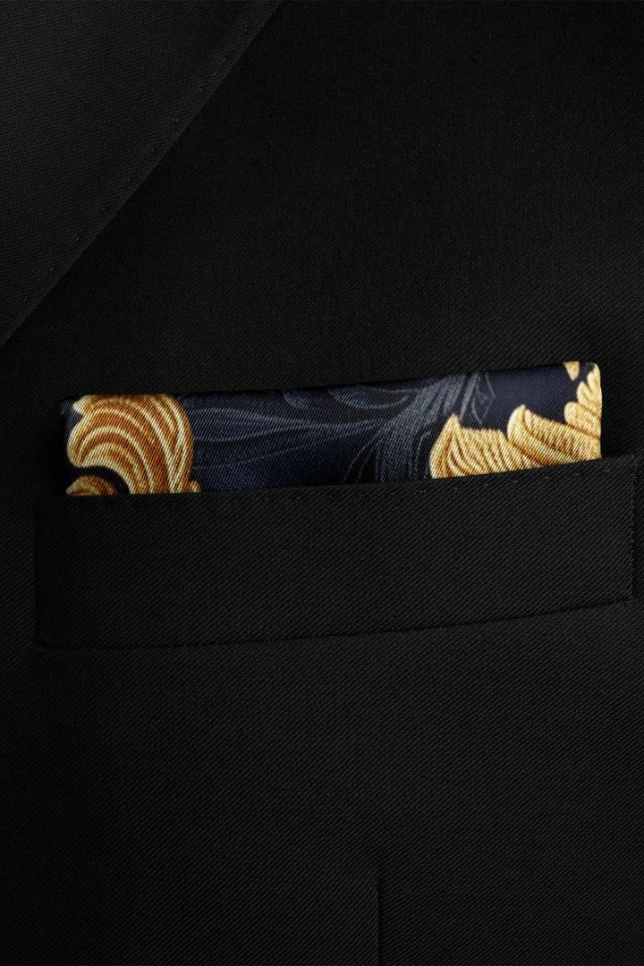 Black Wolf - GENERATIVE SILK POCKET SQUARE - BLACK - SILK - 1 Piece