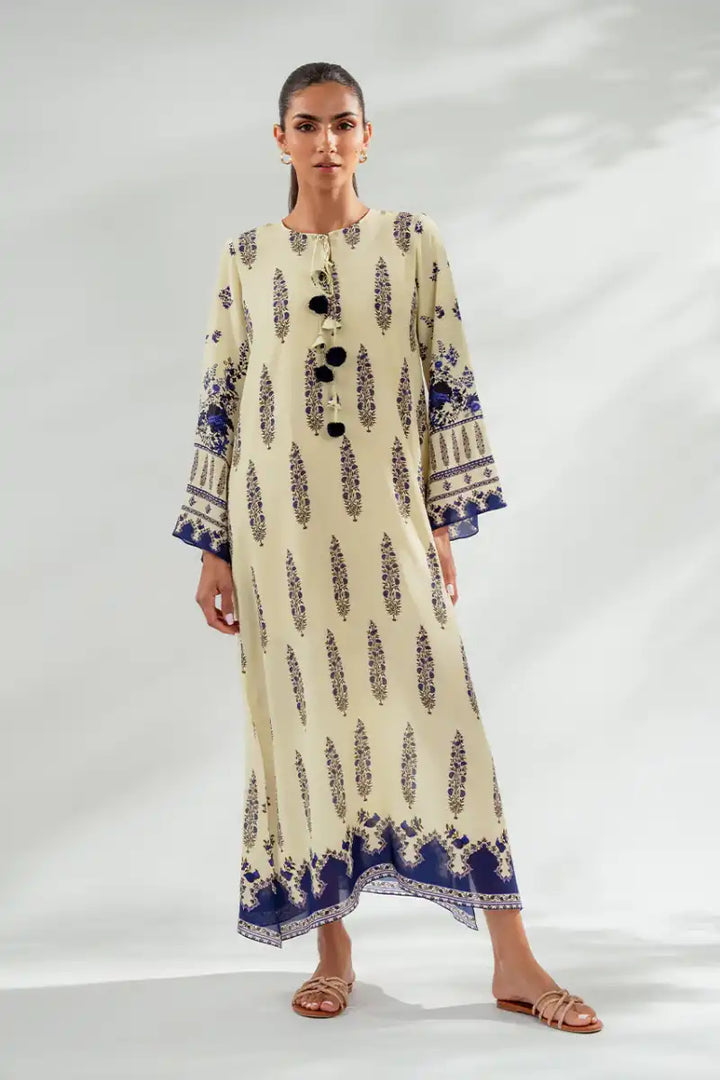 Sania Maskatiya - Parishe - Crepe - Egg Shell - Kaftan Only - 1 Piece