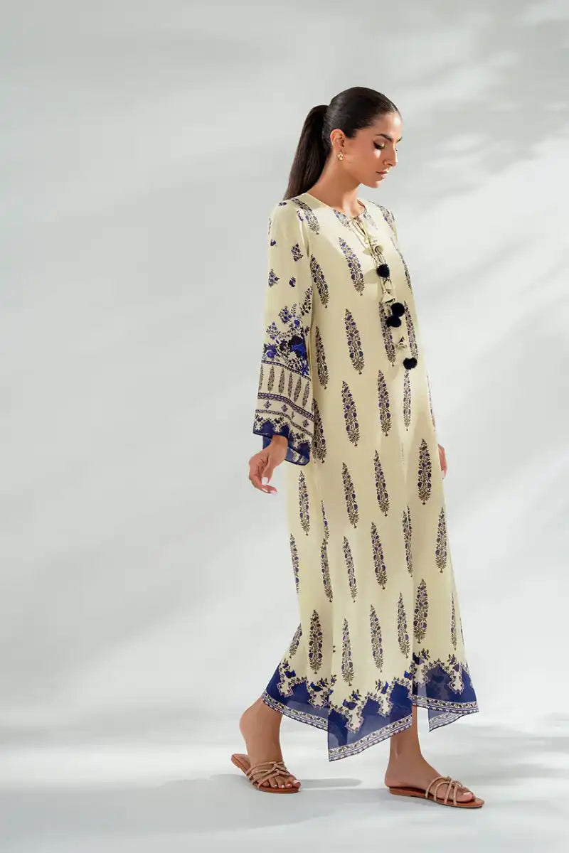 Sania Maskatiya - Parishe - Crepe - Egg Shell - Kaftan Only - 1 Piece