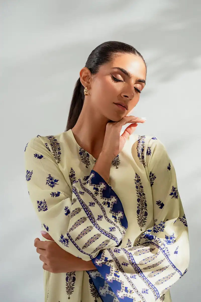 Sania Maskatiya - Parishe - Crepe - Egg Shell - Kaftan Only - 1 Piece