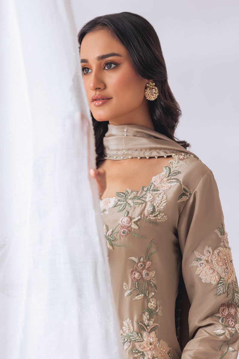 Khayal by Shaista Hasan - Pastel Rosette - Raw Silk - 3 Piece